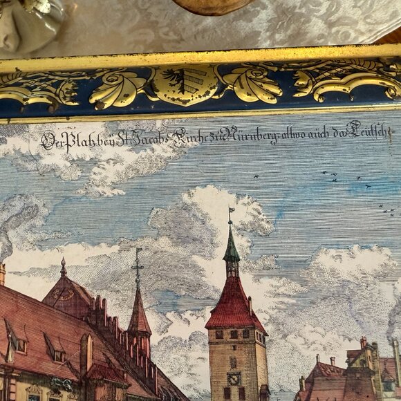 Large Vintage E. Otto Schmidt Cookie Tin Made in Germany - Picture 11 of 15